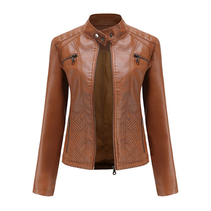 Cool Leather Ladies Jacket - Nova-Brown-XS-Nora Luxe