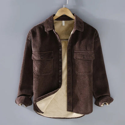 Corduroy Winter Shirt for Men - Dorian-Brown-M-Nora Luxe