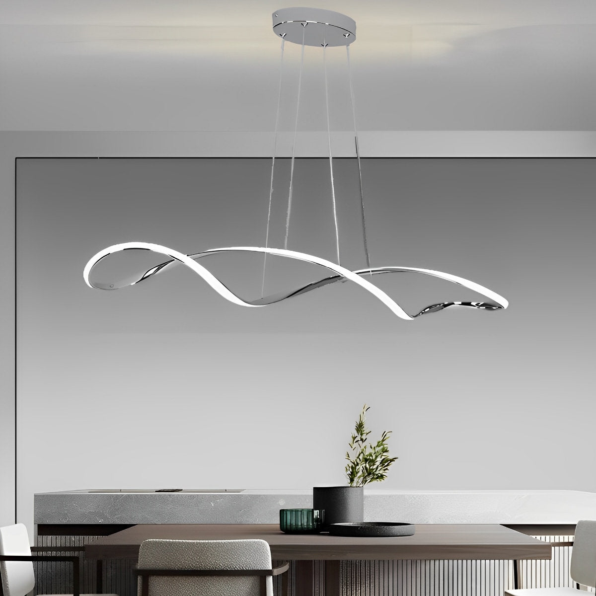 Sleek Dimmable LED Chrome Ceiling Chandelier