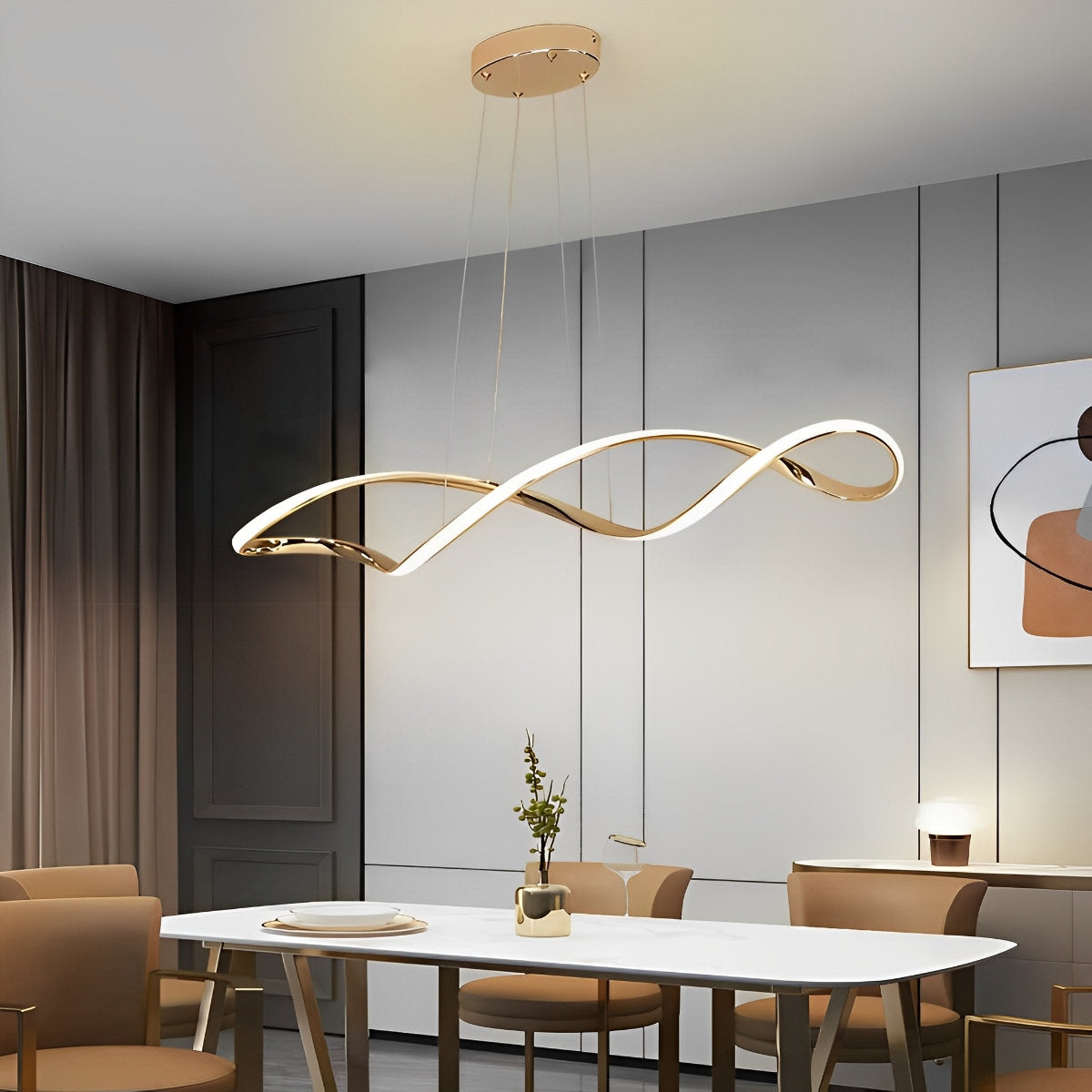 Sleek Dimmable LED Chrome Ceiling Chandelier