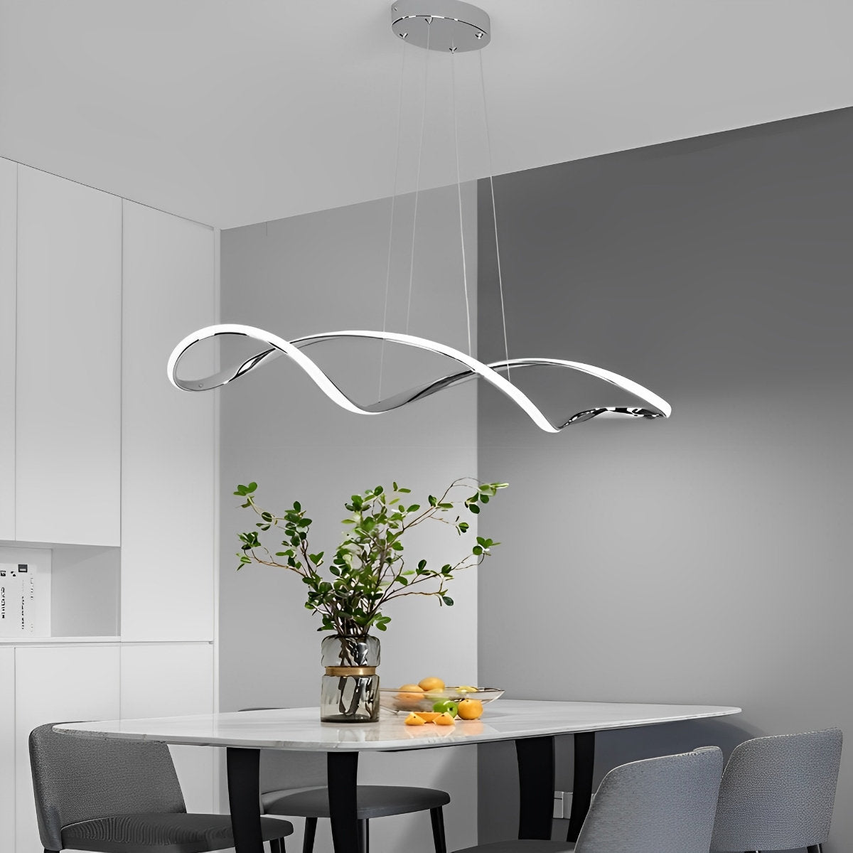 Sleek Dimmable LED Chrome Ceiling Chandelier