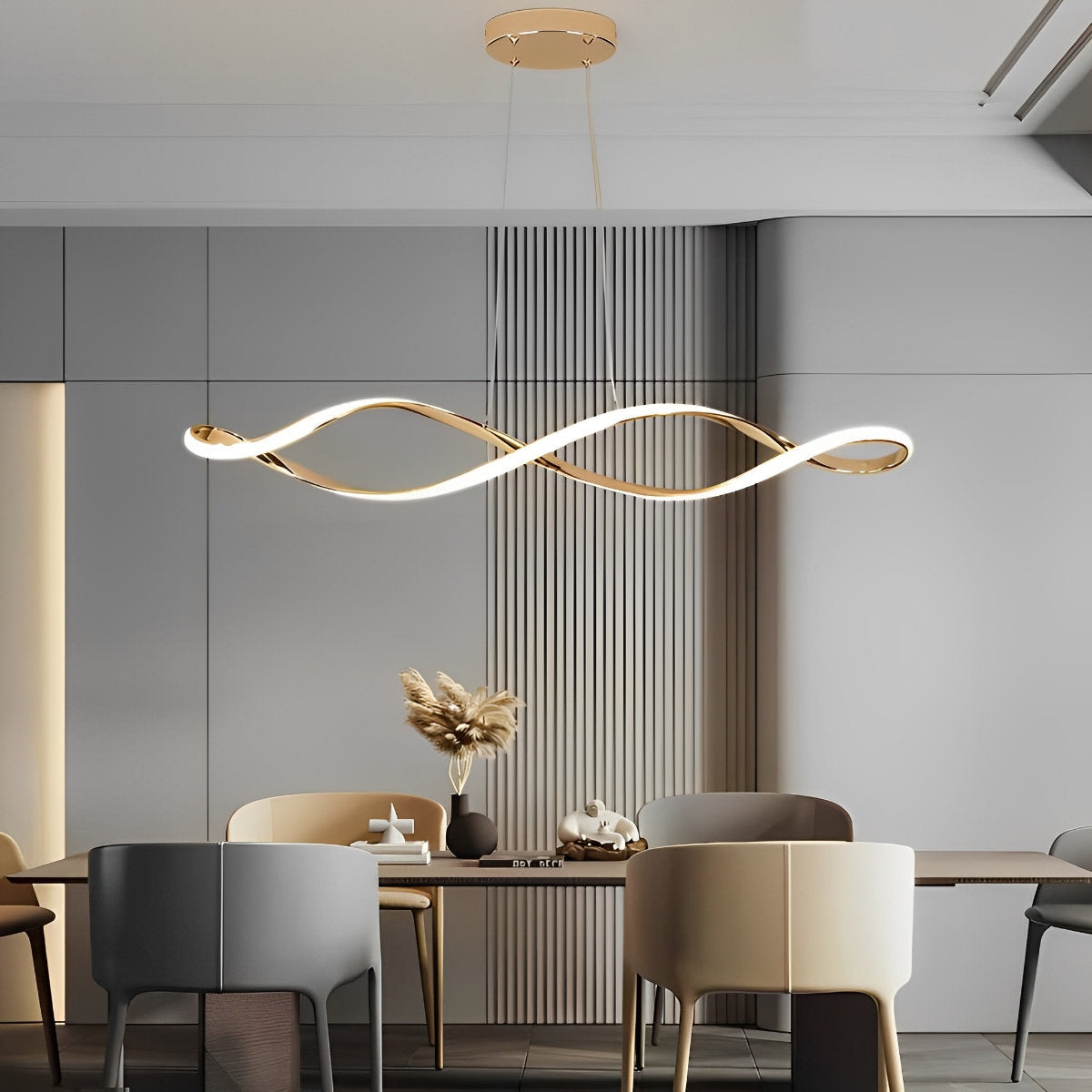 Sleek Dimmable LED Chrome Ceiling Chandelier