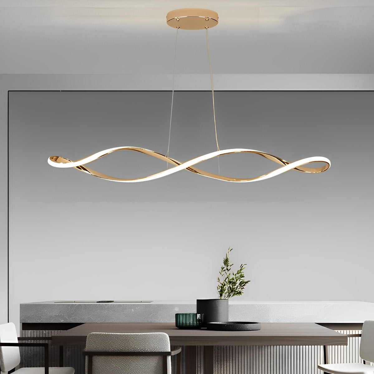 Sleek Dimmable LED Chrome Ceiling Chandelier