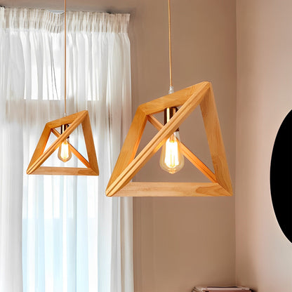 Simple Wooden Geometric Pendant Light Fixture - Pexav