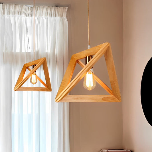Simple Wooden Geometric Pendant Light Fixture - Pexav