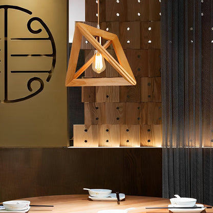 Simple Wooden Geometric Pendant Light Fixture