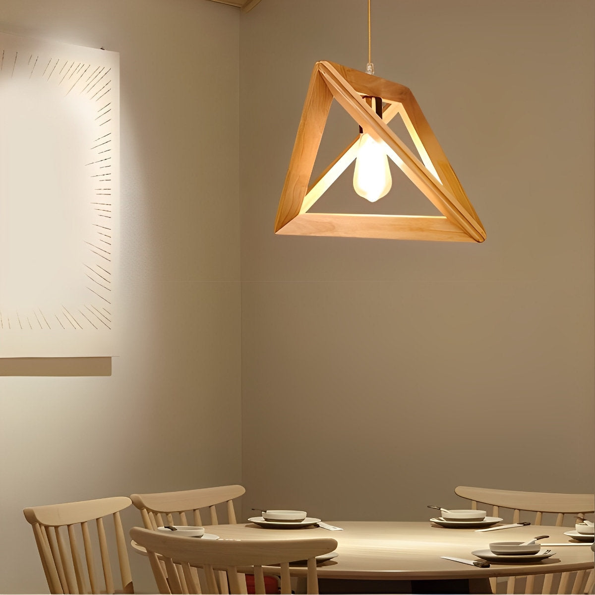 Simple Wooden Geometric Pendant Light Fixture