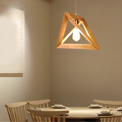 Simple Wooden Geometric Pendant Light Fixture