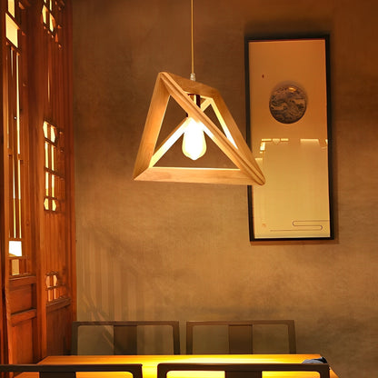 Simple Wooden Geometric Pendant Light Fixture