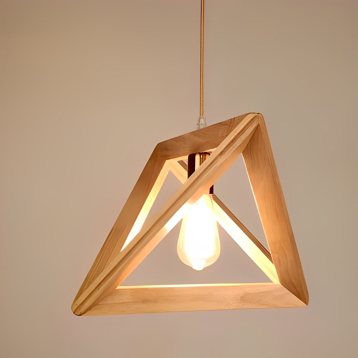 Simple Wooden Geometric Pendant Light Fixture