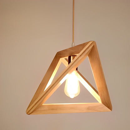 Simple Wooden Geometric Pendant Light Fixture