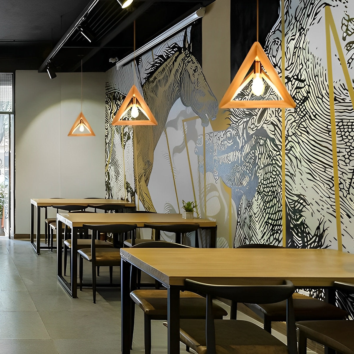 Simple Wooden Geometric Pendant Light Fixture