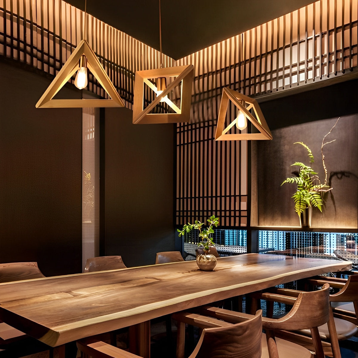 Simple Wooden Geometric Pendant Light Fixture