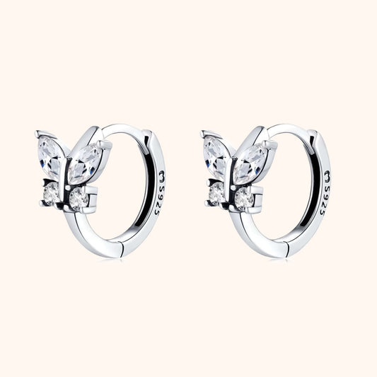 Sparkling Silver Butterfly Earrings - Pexav