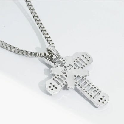 Crystal Cross Charm Necklace | Elegant Jewellery-Mary-Gold-Nora Luxe