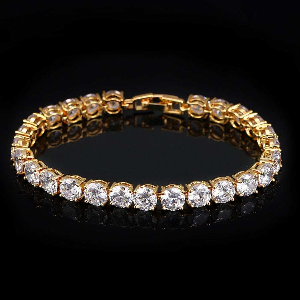 Crystal Heart Tennis Bracelet | Sparkling Accessory-Silver Gold-Nora Luxe