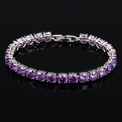 Crystal Heart Tennis Bracelet | Sparkling Accessory-Violet-Nora Luxe
