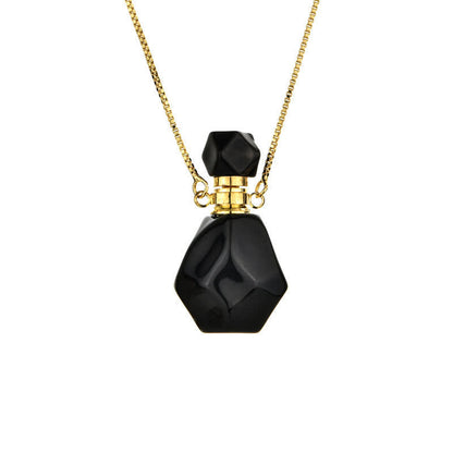 Crystal Perfume Bottle Necklace - Iris-Obsidian-Nora Luxe