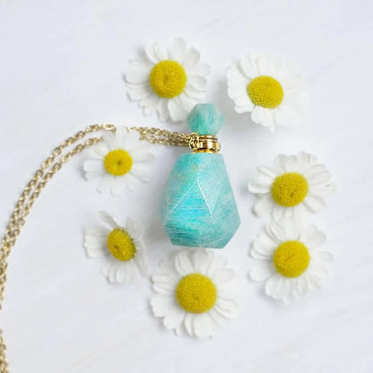 Crystal Perfume Bottle Necklace - Iris-Rose quartz-Nora Luxe