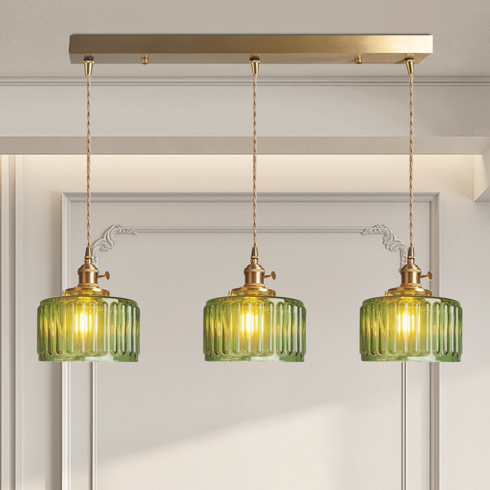 Crystal Vintage Pendant Lamp - Harrison-Green-3 Head-Long-Nora Luxe
