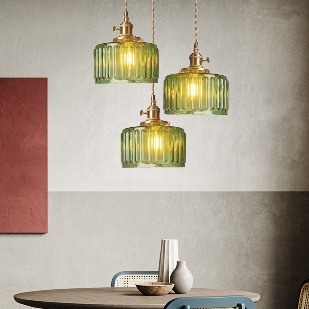 Crystal Vintage Pendant Lamp - Harrison-Green-3 Head-Round-Nora Luxe