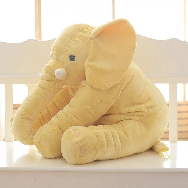 Cuddlephant Plush Elephant Cushion-Yellow-15.74 in-Nora Luxe