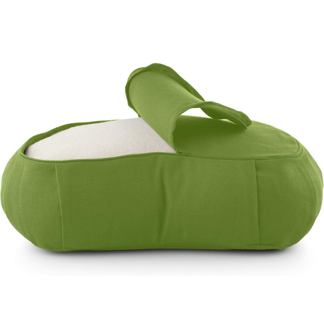Curved Organic Cotton Meditation Cushion with Washable Cover-Blue-Nora Luxe