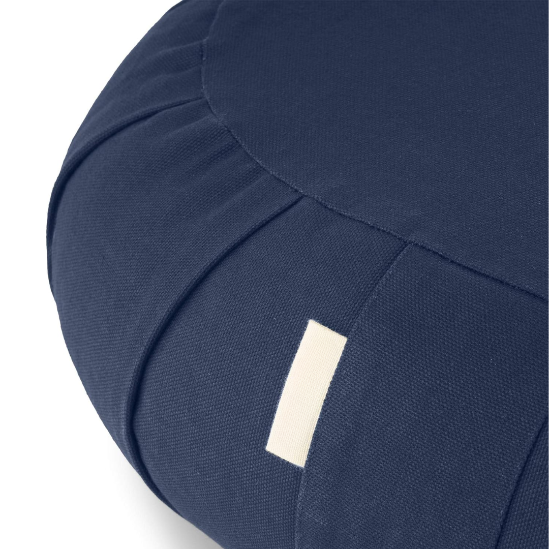 Curved Organic Cotton Meditation Cushion with Washable Cover-Blue-Nora Luxe