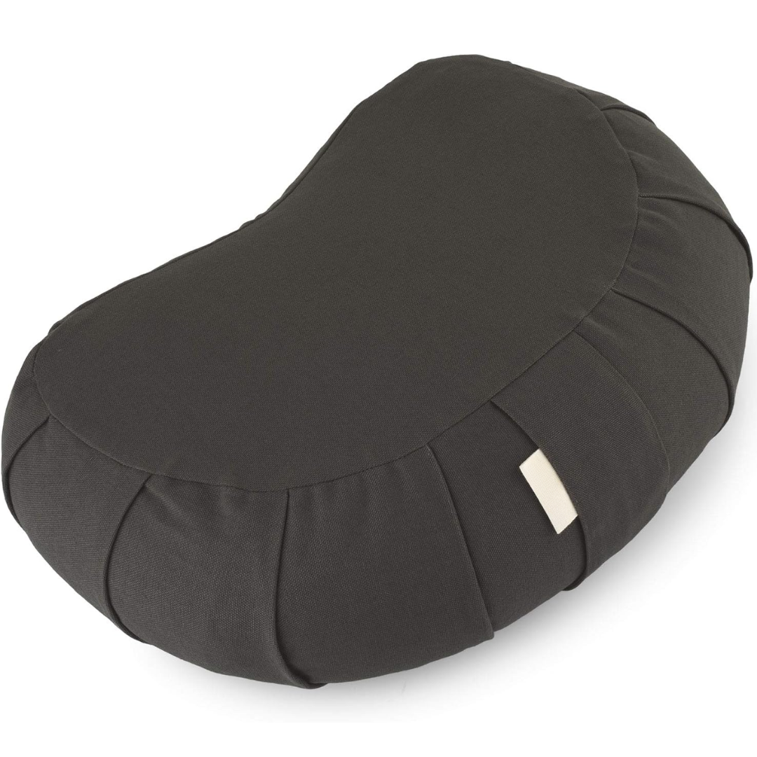 Curved Organic Cotton Meditation Cushion with Washable Cover-Grey-Nora Luxe