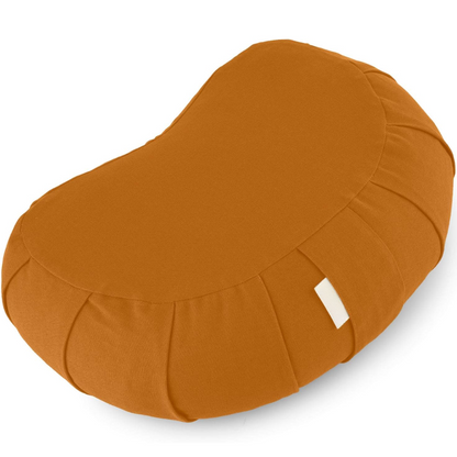 Curved Organic Cotton Meditation Cushion with Washable Cover-Orange-Nora Luxe