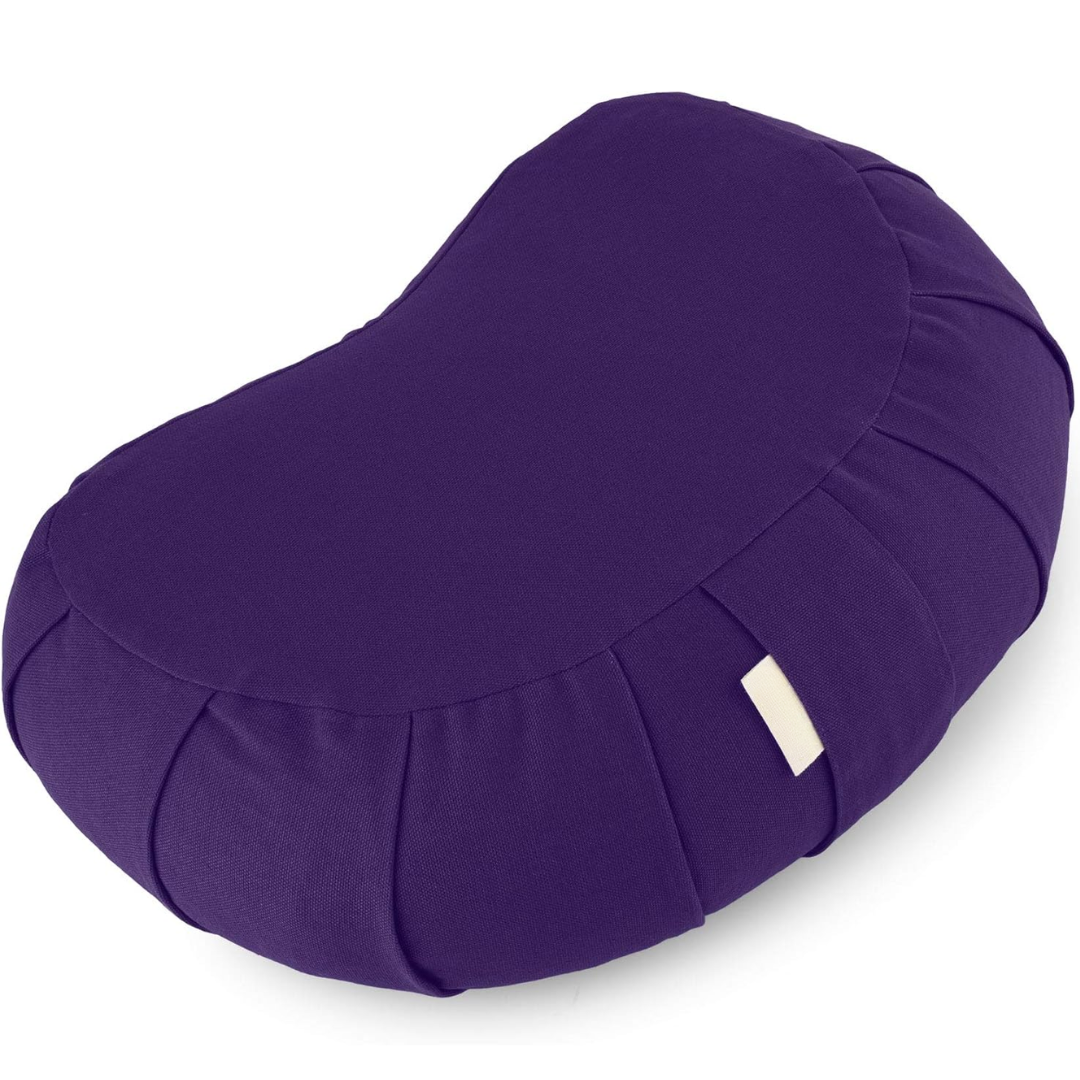 Curved Organic Cotton Meditation Cushion with Washable Cover-Purple-Nora Luxe