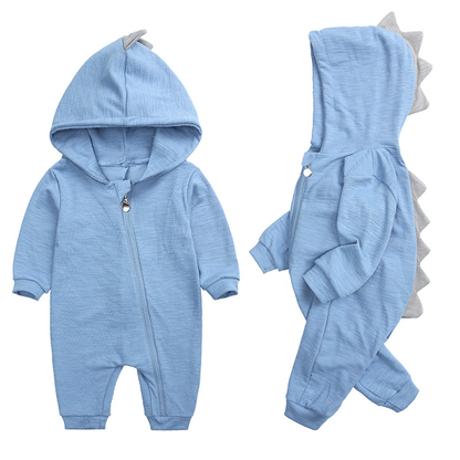 Cute Baby Onesie with Dinosaur Hood - DinoDream Onesie-Blue-0-3 Months-Nora Luxe