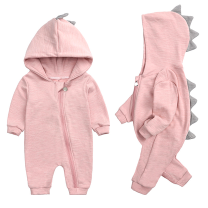 Cute Baby Onesie with Dinosaur Hood - DinoDream Onesie-Gray-0-3 Months-Nora Luxe