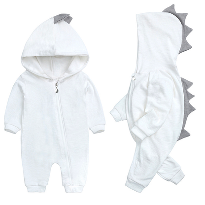 Cute Baby Onesie with Dinosaur Hood - DinoDream Onesie-White-0-3 Months-Nora Luxe