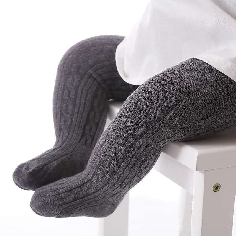 Cute Girls Cotton Knitted Tights-Dark Gray-S-Nora Luxe