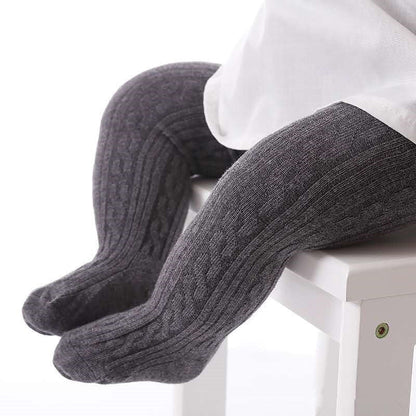 Cute Girls Cotton Knitted Tights-Dark Gray-S-Nora Luxe