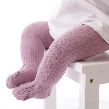 Cute Girls Cotton Knitted Tights-Purple-S-Nora Luxe