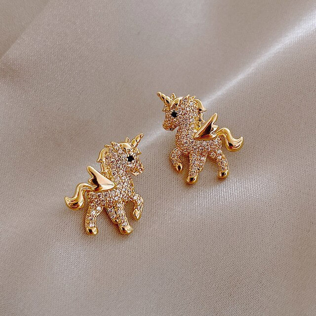 Beautiful Sparkle Unicorn Stud Earrings - Pexav