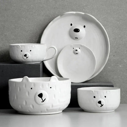 Adorable Arctic Bear Ceramic Plate Set - Pexav