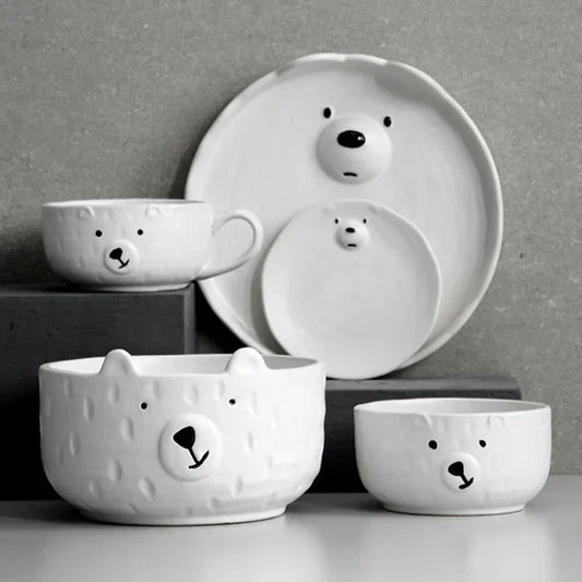 Adorable Arctic Bear Ceramic Plate Set - Pexav
