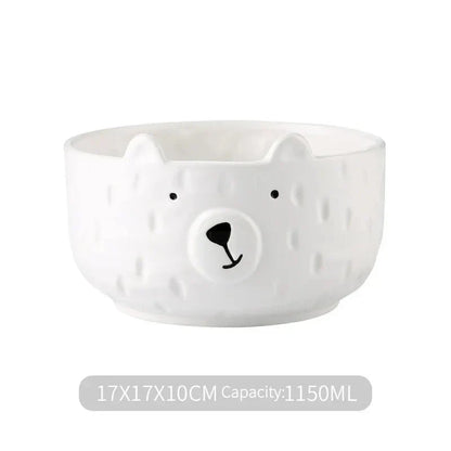 Cute Polar Bear Dinnerware Set in Ceramic - PolarJoy-Large Bowl 1150ml-Nora Luxe