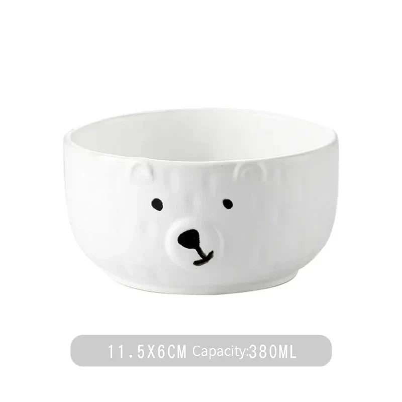 Cute Polar Bear Dinnerware Set in Ceramic - PolarJoy-Small Bowl 380ml-Nora Luxe