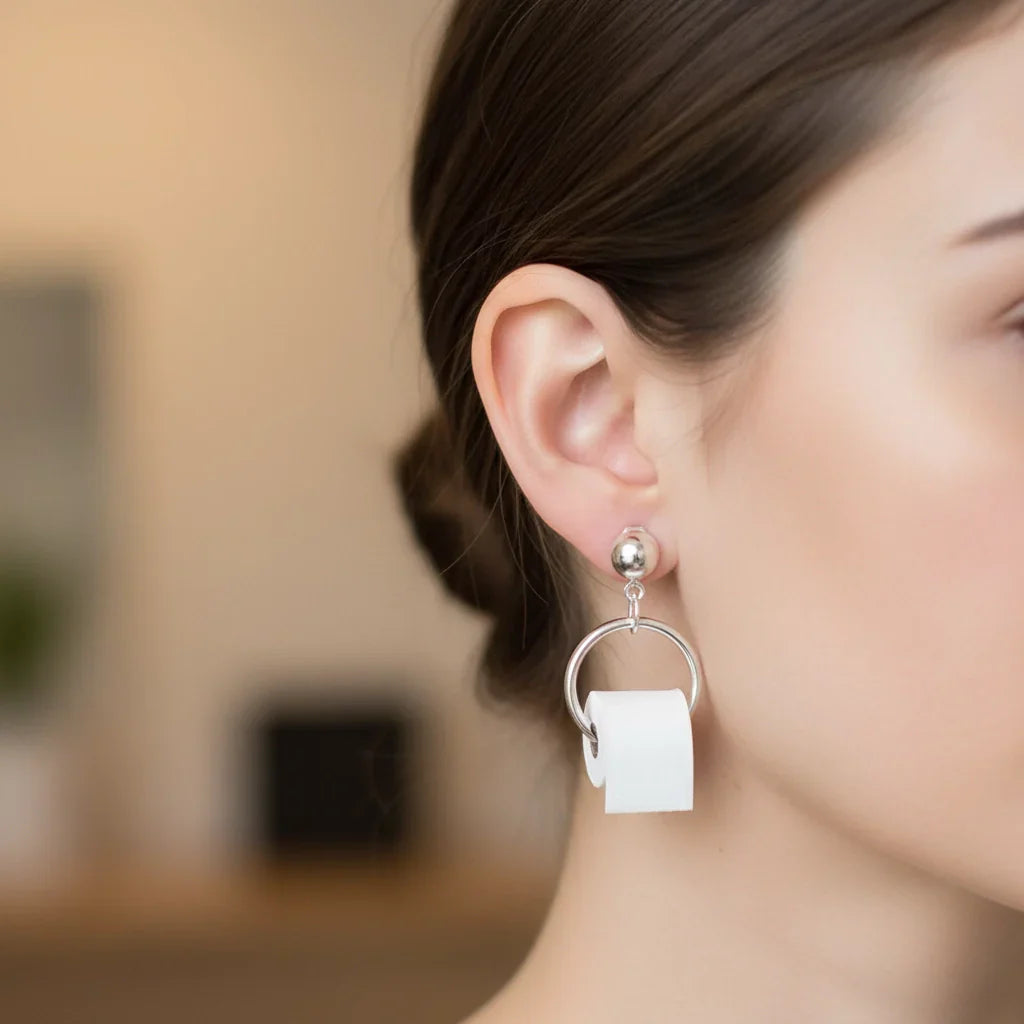 Small Bathroom Paper Dangle Earrings - Pexav