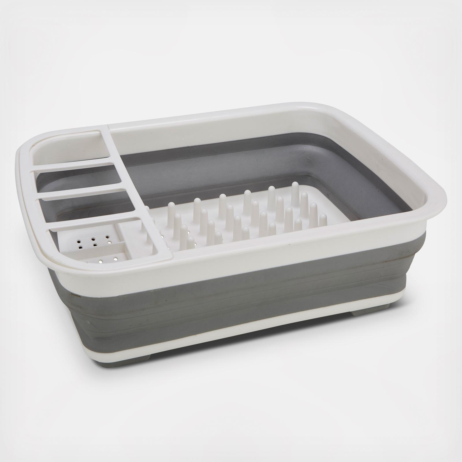 Compact Collapsible Dish Rack with Built-In Drain Tray - Pexav