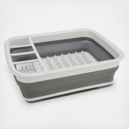 Compact Collapsible Dish Rack with Built-In Drain Tray - Pexav