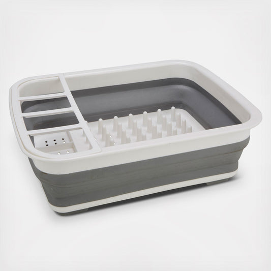 Compact Collapsible Dish Rack with Built-In Drain Tray - Pexav