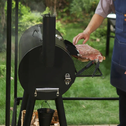 Large Charcoal Grill with Smoker Combination Set