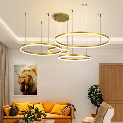 Stylish Pendant Light Circle Metal Black Gold Brown