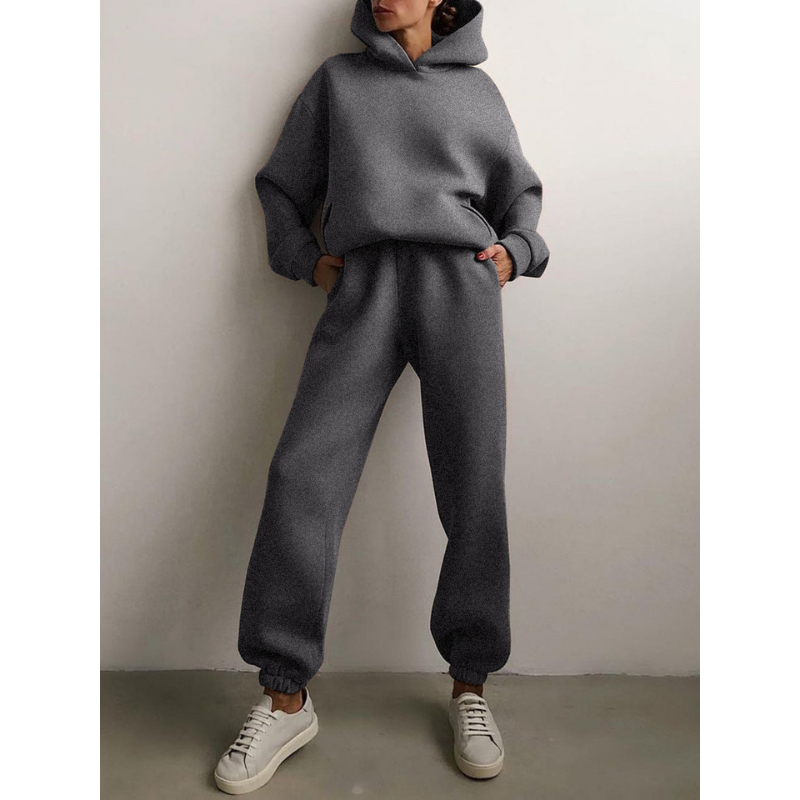 Relaxed Fit High Waisted Hoodie and Jogger Set for Women