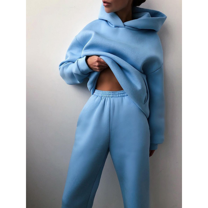 Relaxed Fit High Waisted Hoodie and Jogger Set for Women